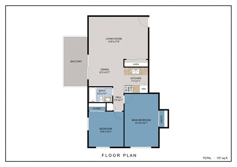 2 Bed 1 Bath Floor Plan at Congress Run, Ohio